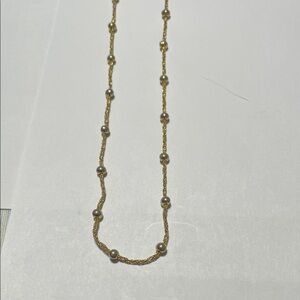 Gold Beaded Necklace with Silver Accent Beads